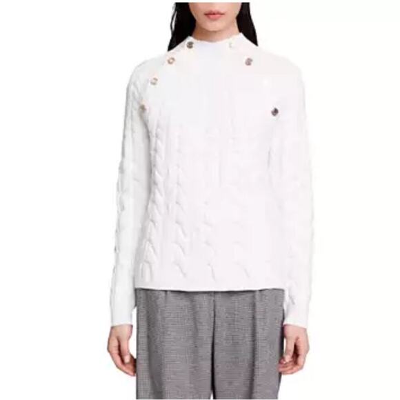 RTR Maje Marnety Button Cable Knit Long Sleeve Button Detail‎ Sweater Sz 1 (S) - Picture 16 of 16